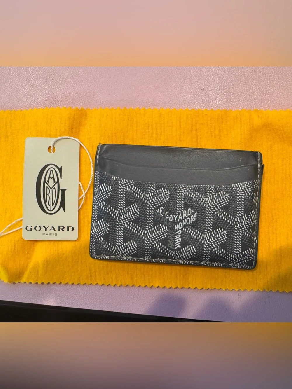 Goyard Black and Gray Card Holder with Chevron Motif